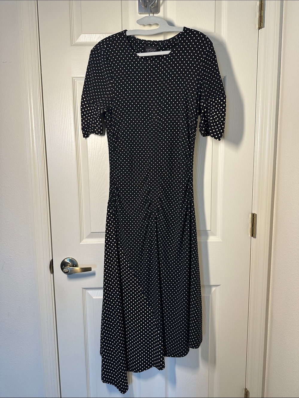Topshop Black and White Polka Dot Midi Dress